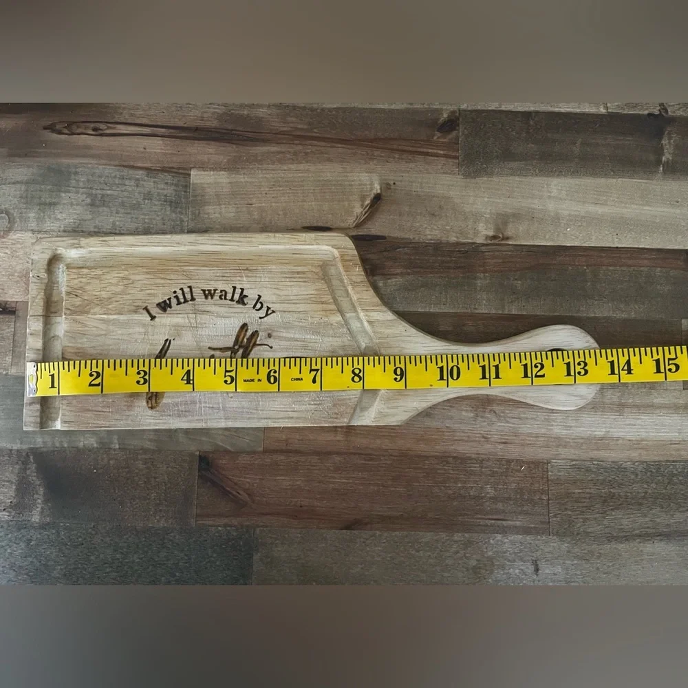 Farberware Natural Wood Serving Paddle with 'I Will Walk By Faith' Engraving